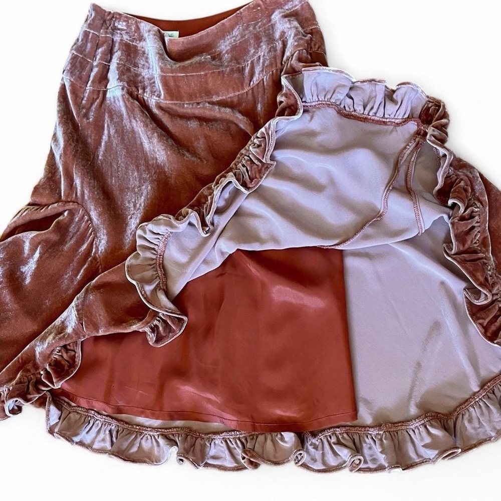 Odille by Anthropologie Velvet Ruffle Midi Skirt - Picture 6 of 8